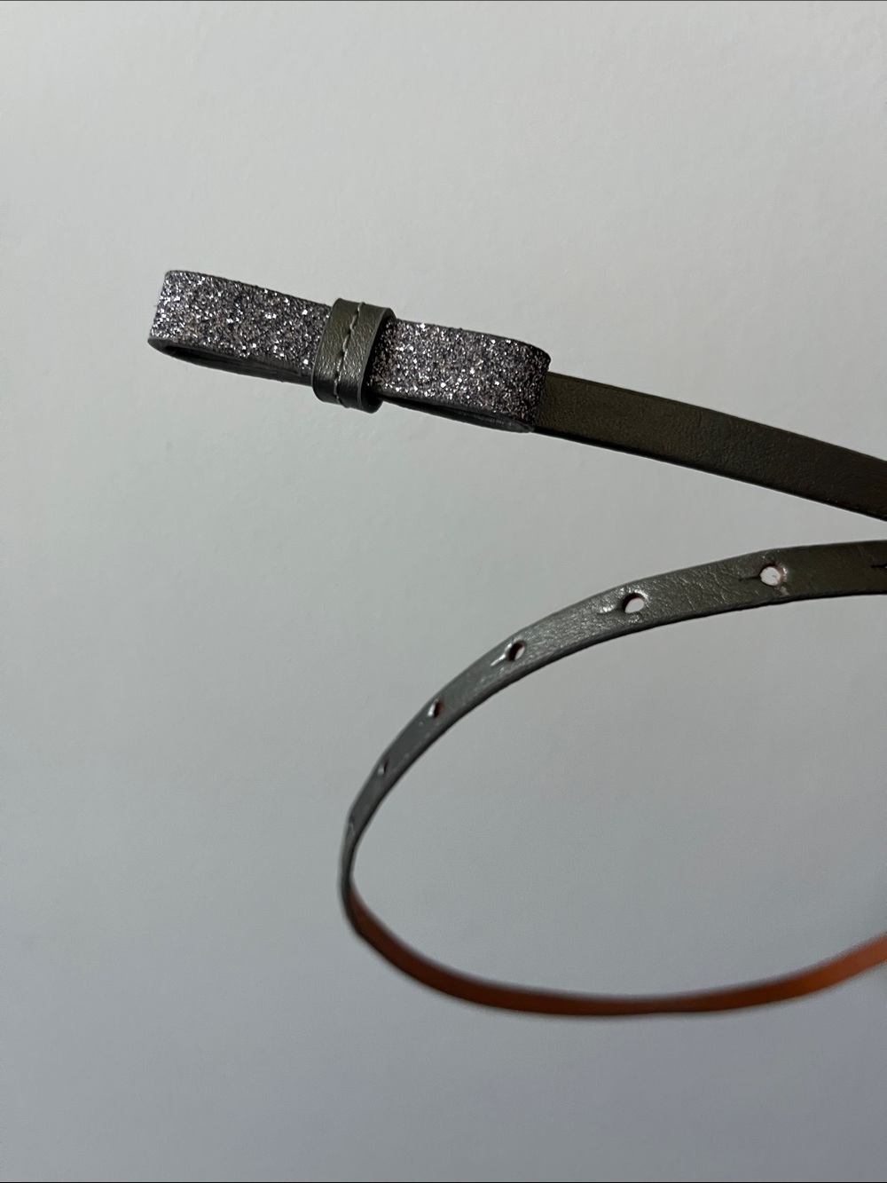 Leather sparkly metallic dainty bow statement belt size large